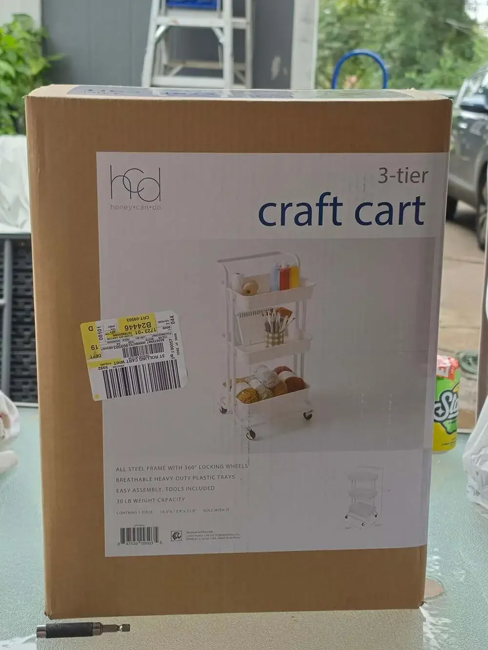 Honey-Can-Do 3-Tier Rolling Craft Cart White